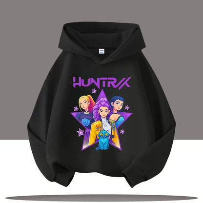K-pop Demon Hunters Hoodies Boys Girls Long Sleeve Outerwear Saja Boys Print Hooded Coat for Children Fashion Pullover Kids Tops