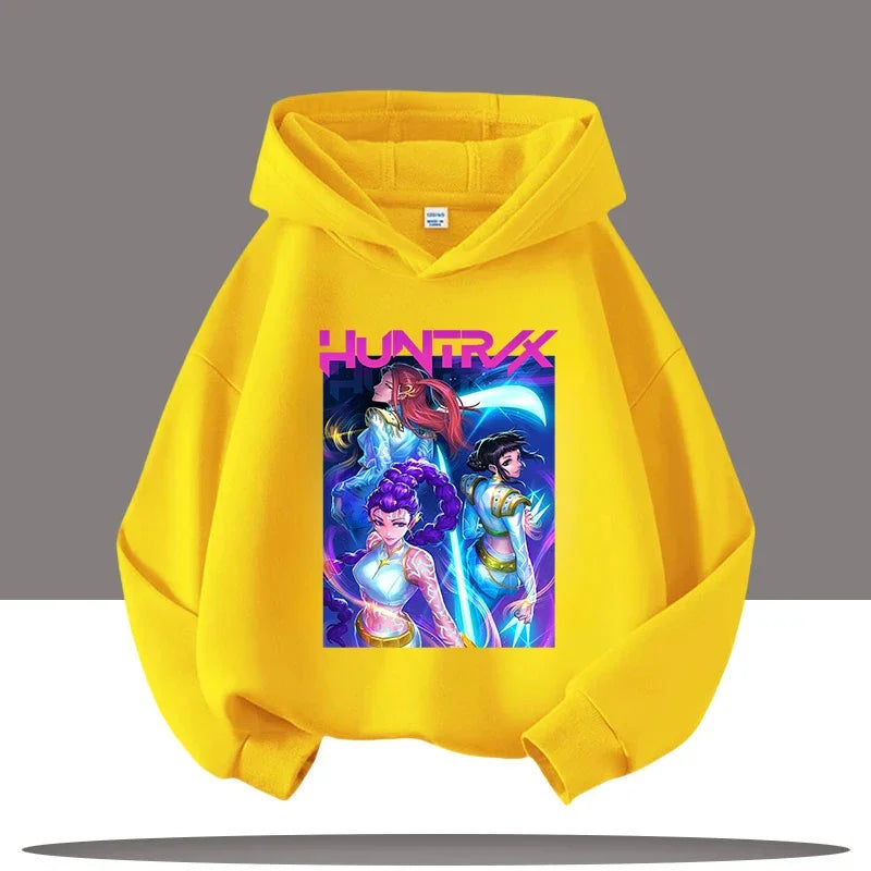 K-pop Demon Hunters Hoodies Boys Girls Long Sleeve Outerwear Saja Boys Print Hooded Coat for Children Fashion Pullover Kids Tops
