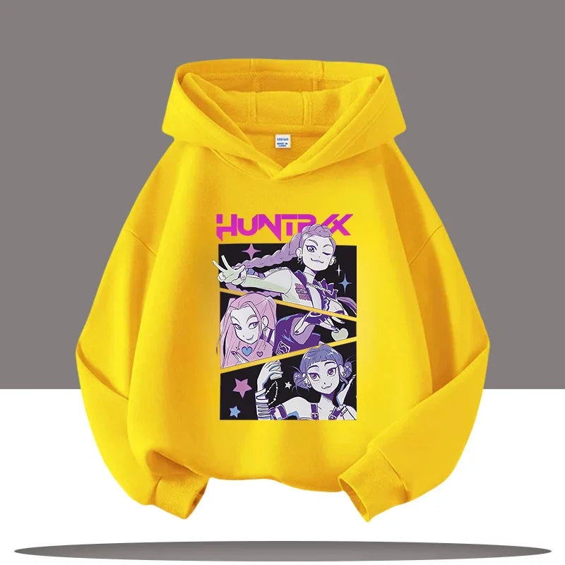 K-pop Demon Hunters Hoodies Boys Girls Long Sleeve Outerwear Saja Boys Print Hooded Coat for Children Fashion Pullover Kids Tops