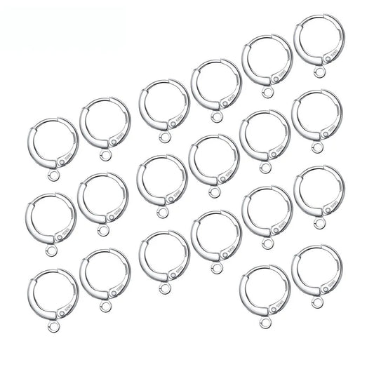 20PCS/Lot Fine 925 Sterling Silver Color Earrings Handmade Making Jewelry Findings Round Lever Back Earwires Diy Supplies