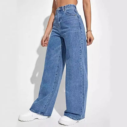 New Women Wear European And American Loose Denim Wide Leg Pants Slim High Waist All-Match Jeans For Women H300