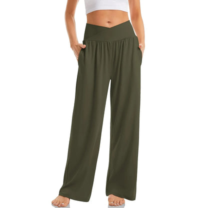 Wide Leg Pants Sweat pants Straight Pants Bottom Plain Fitness Joggers Pants High Waist Travel Basic