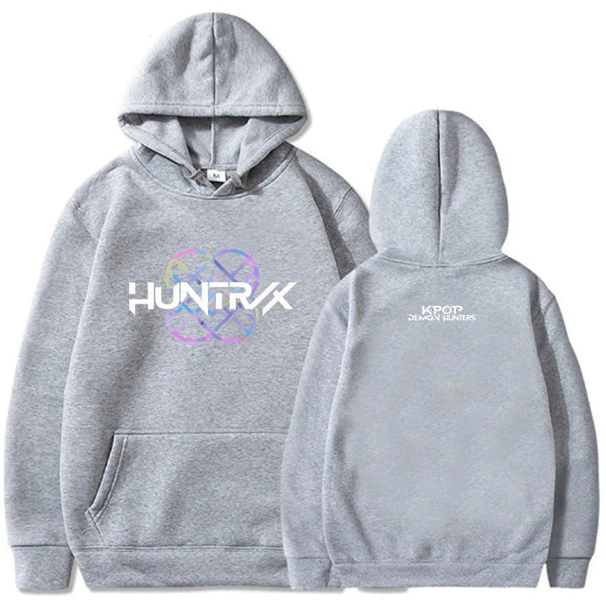 KPop Demon Hunters Huntrix Logo Hoodie Men's Loose Movie Print Hoodie Hot Selling Pattern Autumn/Winter Hoodie Men's Top