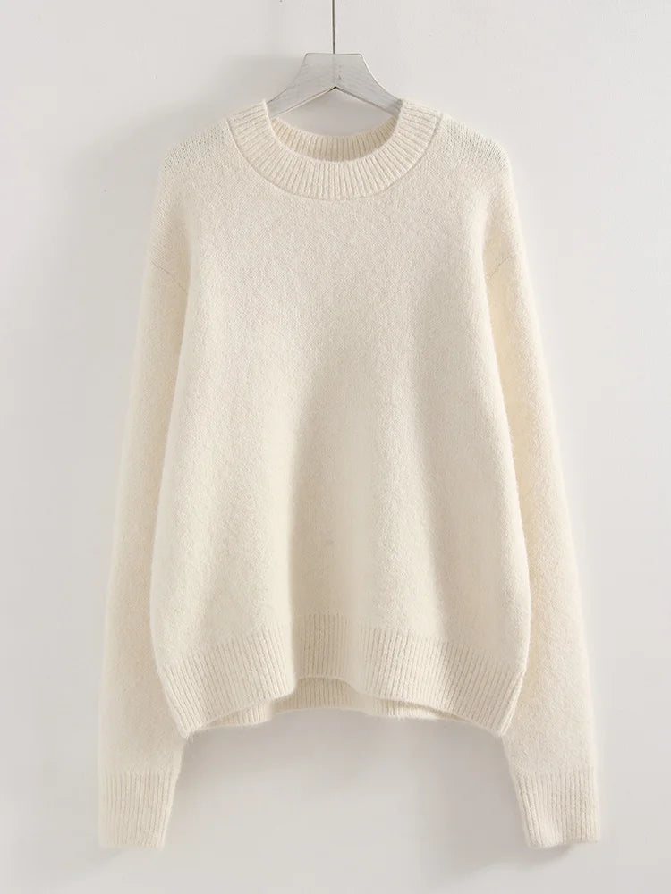 Warm Pullovers O Neck Knitwear Loose Knit Jumpers