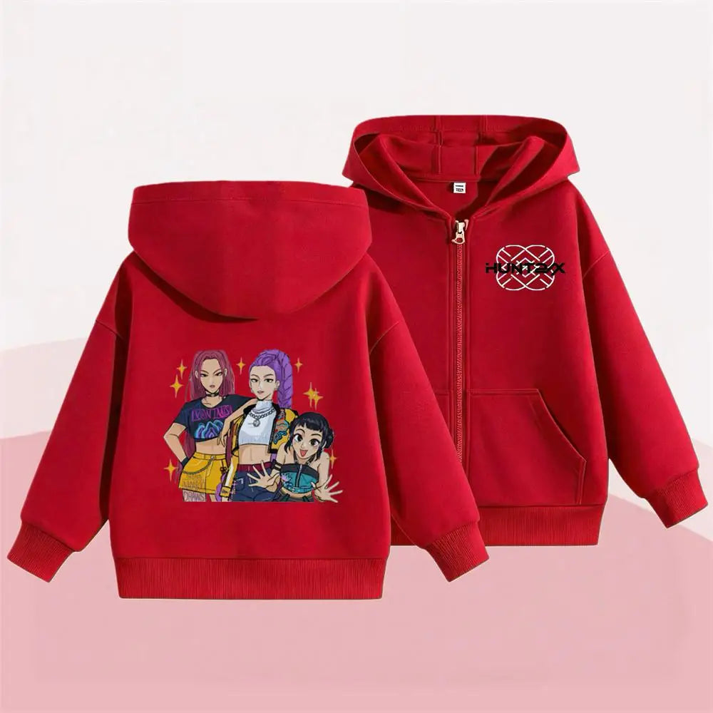 KPop Demon Hunters Hoodies Popular Clothes Long Sleeve Hooded Tops Outerwear New Design Loose Casual Fashion Sweatshirts Coats