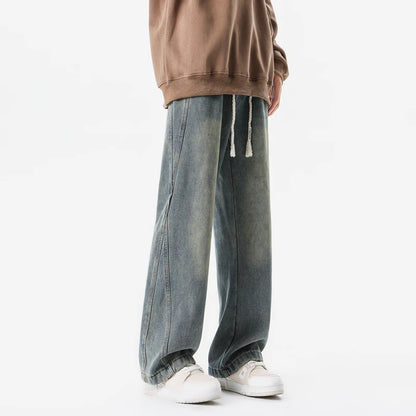 Men Vintage Straight Wide Leg Jeans Retro Loose Casual Denim Trousers Man Women Streetwear Jeans Pants Neutral Baggy Jeans