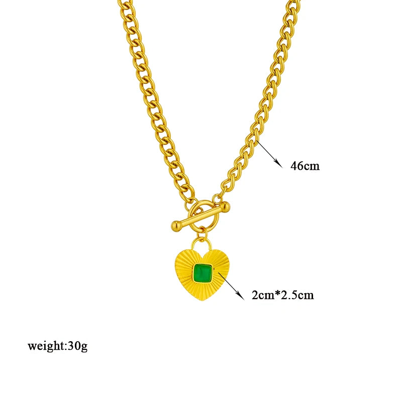 DIEYURO 316L Stainless Steel Heart Eye Square Butterfly Pendant Necklace For Women New Girls Choker Clavicle Chain Jewelry Gifts