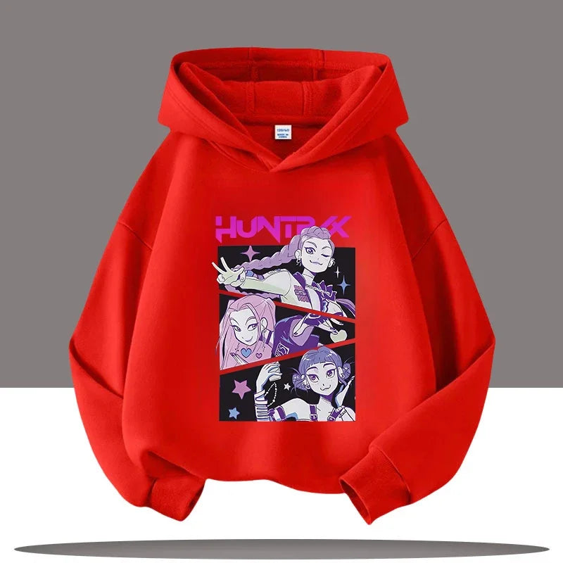 K-pop Demon Hunters Hoodies Boys Girls Long Sleeve Outerwear Saja Boys Print Hooded Coat for Children Fashion Pullover Kids Tops