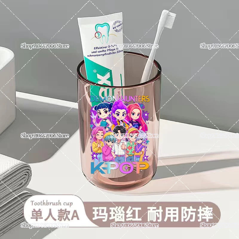 Anime K-pop Demon Hunters Print Bathroom Tumblers Shower Room Products Rumi Mira Zoey Household Merchandises Travel Accessories