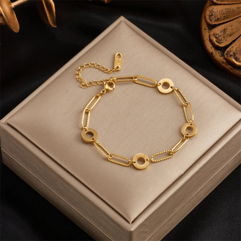 MEYRROYU 316 Stainless Steel Vintage Green Stone Heart Tassel Multilayer Charm Bracelet for Women Wedding Jewelry Beach брелок