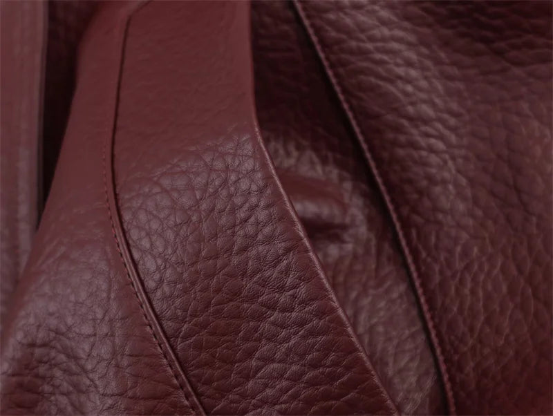 Pebble Faux Leather Jacket Motorcycle Style Personality