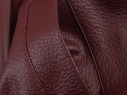 Pebble Faux Leather Jacket Motorcycle Style Personality