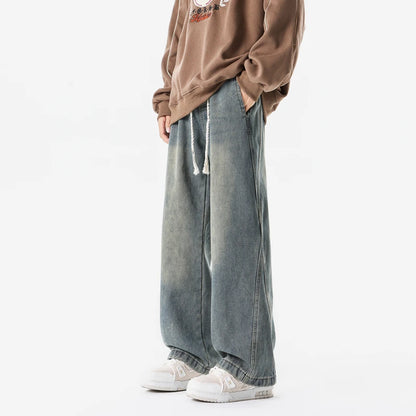 Men Vintage Straight Wide Leg Jeans Retro Loose Casual Denim Trousers Man Women Streetwear Jeans Pants Neutral Baggy Jeans