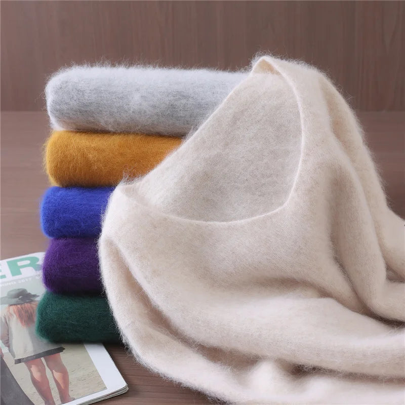 Cashmere Sweater Solid Color Long-Sleeved Wool Knit Bottoming Sweater Loose Top