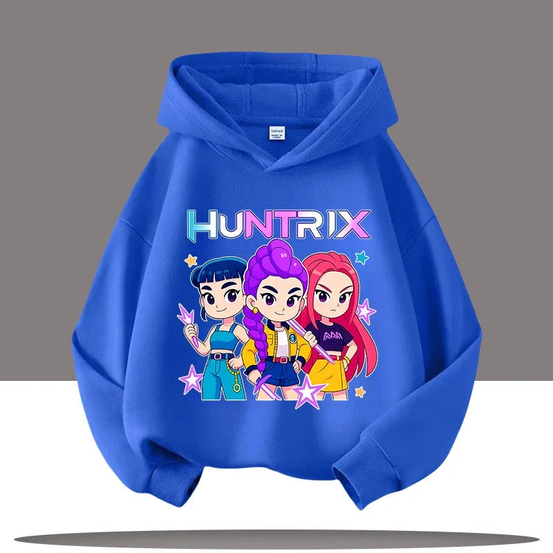 K-pop Demon Hunters Hoodies Boys Girls Long Sleeve Outerwear Saja Boys Print Hooded Coat for Children Fashion Pullover Kids Tops