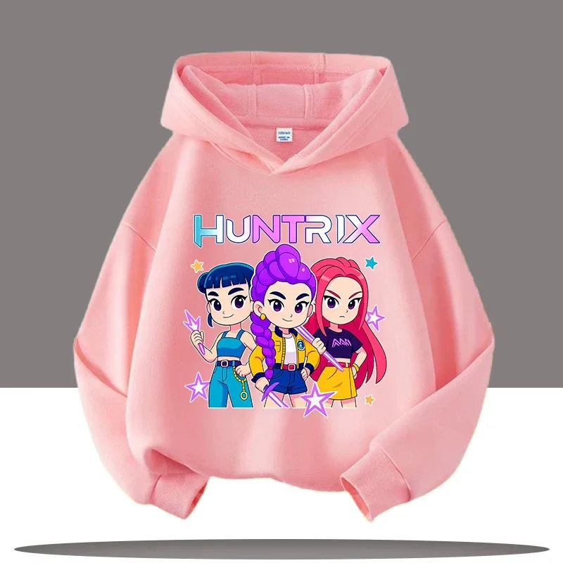 K-pop Demon Hunters Hoodies Boys Girls Long Sleeve Outerwear Saja Boys Print Hooded Coat for Children Fashion Pullover Kids Tops