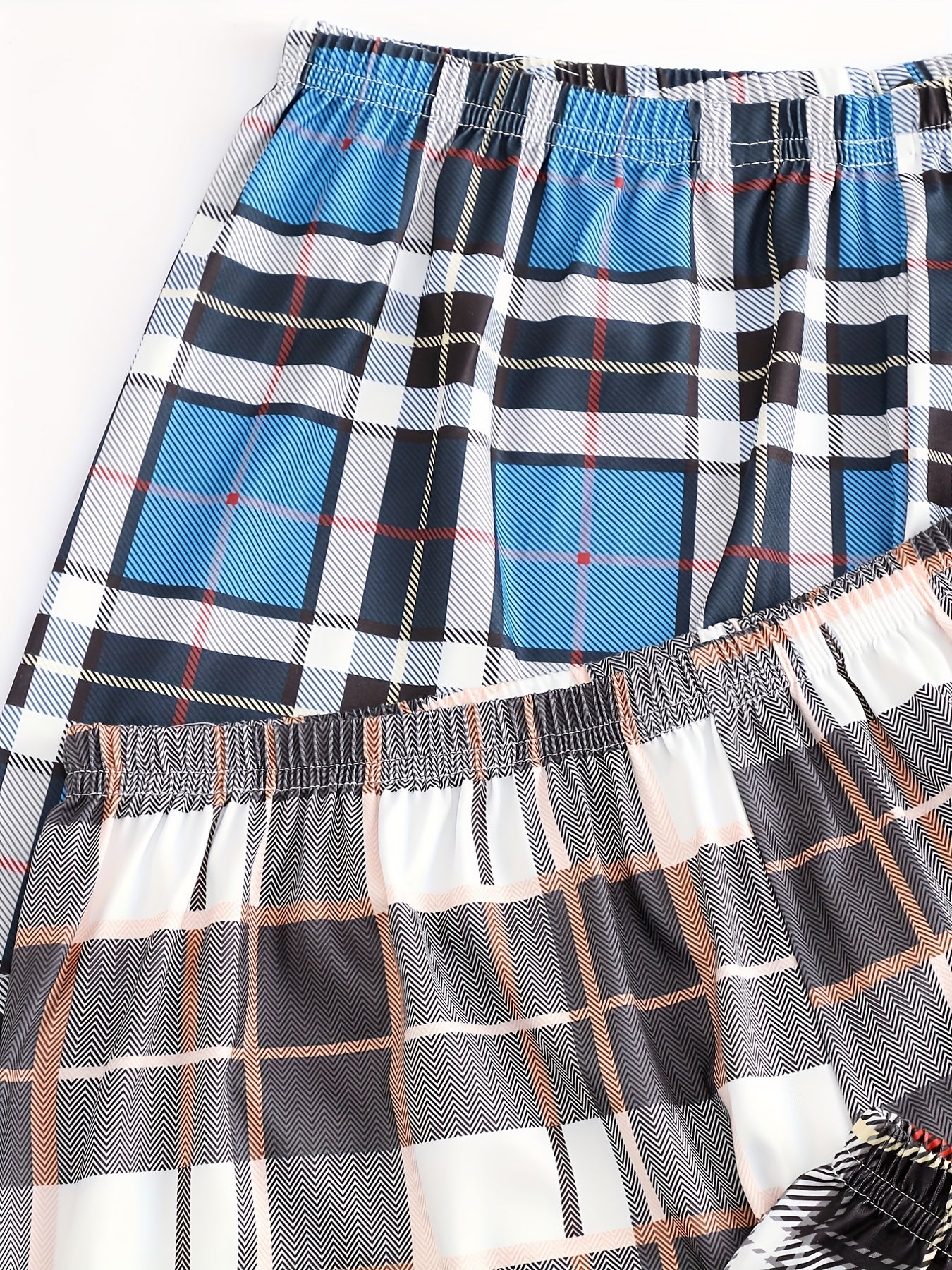 [4pcs Comfy Plaid Lounge Bottoms] 4pcs Plaid Print Lounge Bottoms, Casual & Comfy Elastic Waist Shorts, Women's Sleepwear & Loungewear